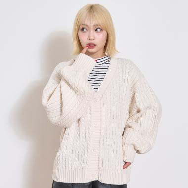 【GOODPRICE】ケーブルニットカーディガン