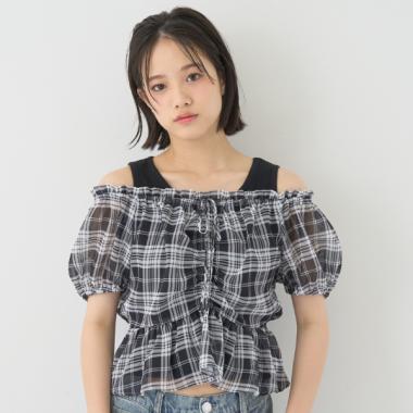 チェックオフショルインナーセット