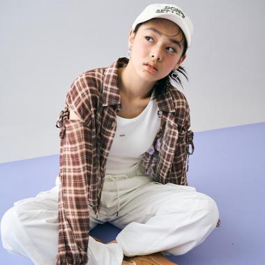 インナーつきシアーチェックシャツ