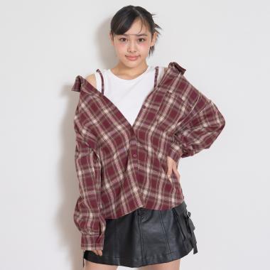 2WAY長袖チェックシャツSET