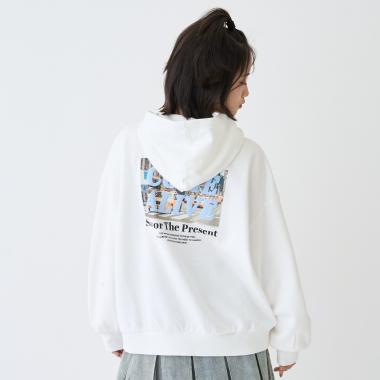 【綿100％】裏起毛フォトルーズパーカー