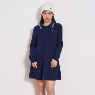 スタイルアップポロニットワンピース