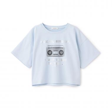 【綿100%】ラジカセモチーフクロップド半T