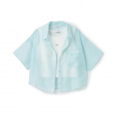 【吸水速乾】インナーつきシアークロップド半袖シャツ