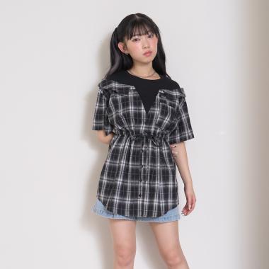 シャツドッキングプルチュニックワンピ