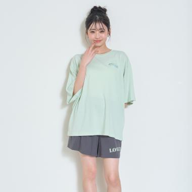 半袖ロゴバックプリントショートパンツ