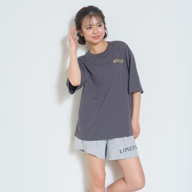 半袖ロゴバックプリントショートパンツ