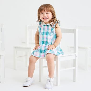 サマーチェック衿つきワンピース