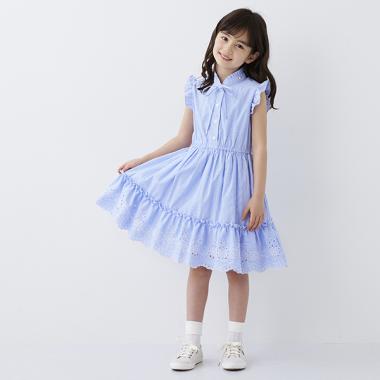 トドラー ストライプエンブロイダリーワンピース