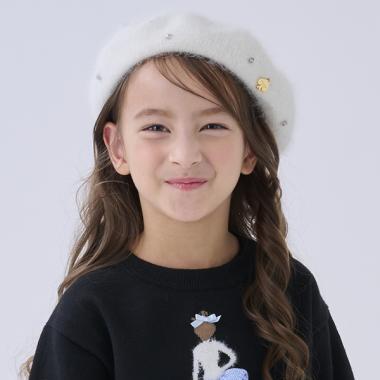 起毛ビジューベレー帽