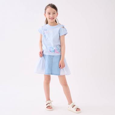 トドラー ストライプ切り替えデニムスカート