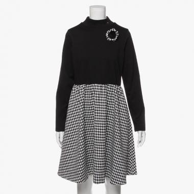 ガールズ ハウンドトゥースミックスメディアドレス