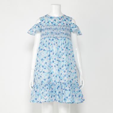 ガールズ フローラルメドレースモールスモッキングワンピース
