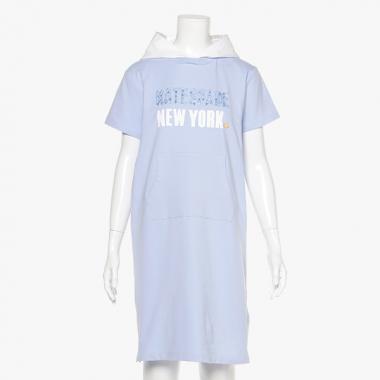 ガールズ バイカラーロゴパーカワンピース