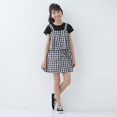 ガールズ ギンガムキュロットスカート