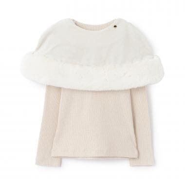 ケープつきラメカットソー