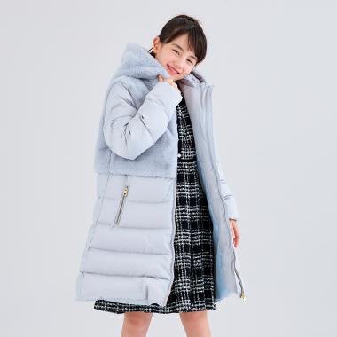 フェイクファー切り替えダウンコート