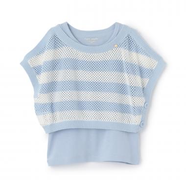 ストライプメッシュニット＆タンクトップセット