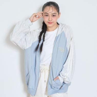 【7days】袖配色ルーズジップパーカ