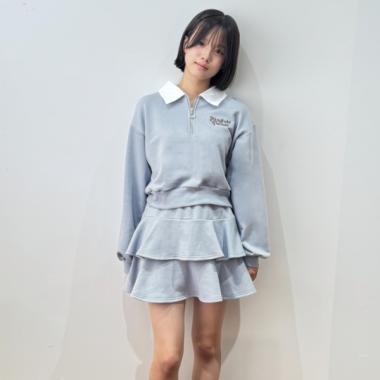 【7days】ポロ衿ハーフジップセットアップ