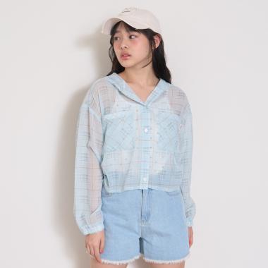 【7days】シアーチェックシャツパーカー