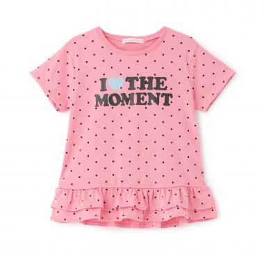 【7days】ドット裾フリルTシャツ