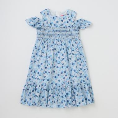 【リピート】【直営店で取り扱い無し】ガールズ フローラルメドレースモールスモッキングワンピース