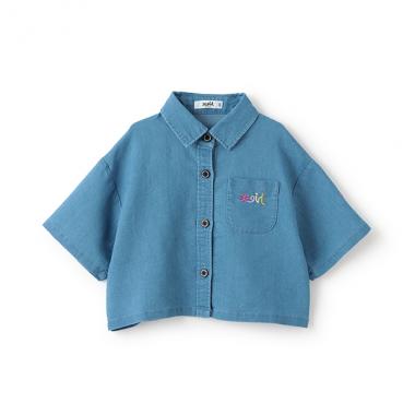 デニムショート丈半袖シャツ