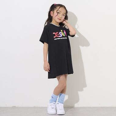 ラメ発泡ロゴTワンピース