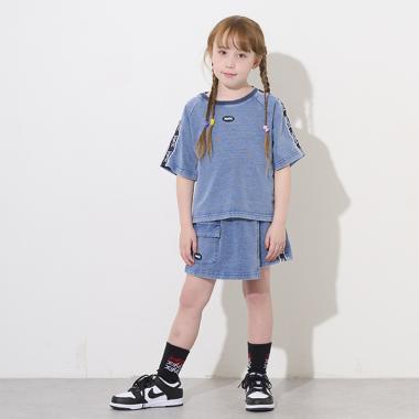 ロゴライン半袖Tシャツ&スカパンセット