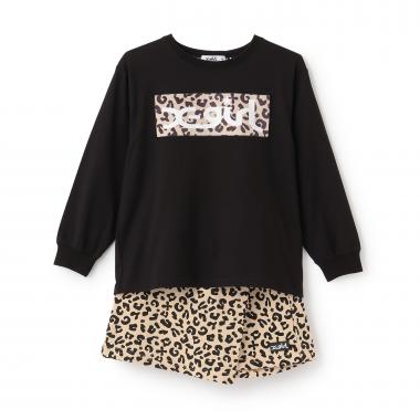 【TBSドラマ フェイクマミー 着用アイテム】フロッキーBOXロゴ長袖Tシャツ&スカショーパンセット