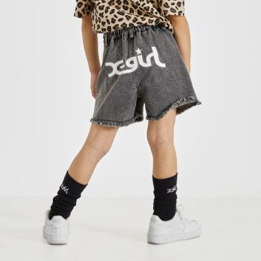 バックロゴ クラッシュデニムショートパンツ