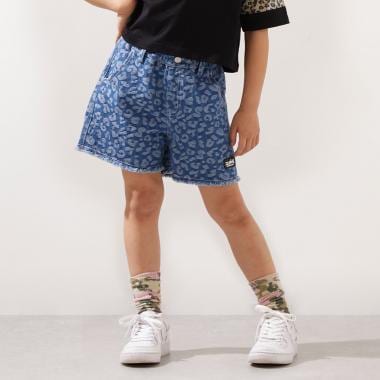 レオパードジャガード デニムショートパンツ