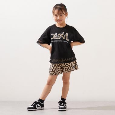 メッシュロゴ半袖Tシャツ+総柄ショートパンツ セット