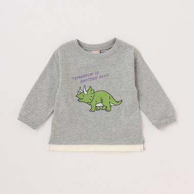【Good price】裾レイヤード恐竜長袖T
