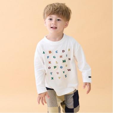 ABCアップリケ長袖Tシャツ