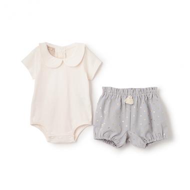 衿つきロンパース＋パンツセット