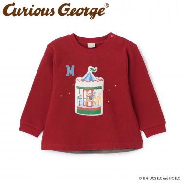 【おさるのジョージ】接結アップリケ長袖Tシャツ