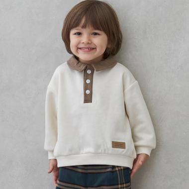 衿つき配色裏起毛トレーナー