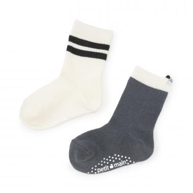 ライン入りクルーソックス2P