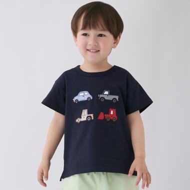 【リンク】ヨット/車アップリケ半袖Tシャツ