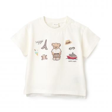 【接触冷感】くま旅アップリケ半袖Tシャツ