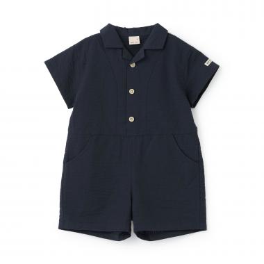 布帛開衿シャツカバーオール