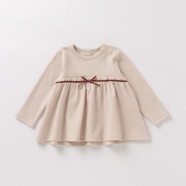 ミニ裏毛 リボンつき切り替えチュニック