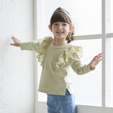 肩レースTシャツ