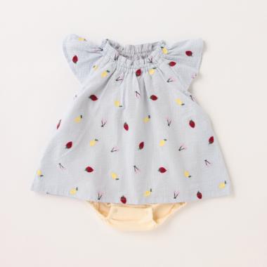 フルーツ刺しゅうOPロンパース