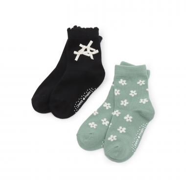 リボン花柄ソックス2P