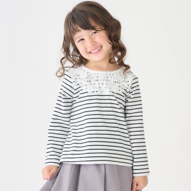 ヨークレース長袖Tシャツ
