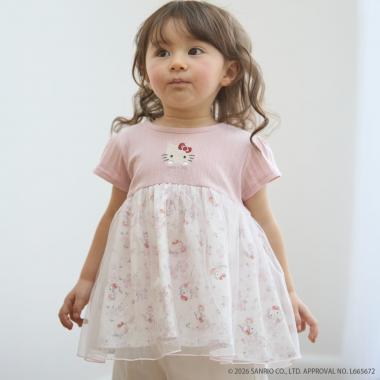 【サンリオキャラクターズ】花柄チュールドッキングTシャツ
