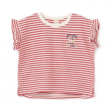 【プティプラ】アルファベット袖フリルTシャツ